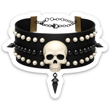 Victorian black beaded choker with skull and spikes sticker