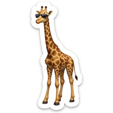 friendly anthropomorphised giraffe in casual clothing with a different color, wearing dark sunglasses, walking upright in standard pose sticker