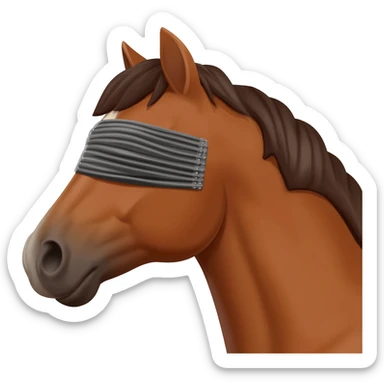 Keep this image.  Focus on the head only to capture just the horses head with the blinds. sticker