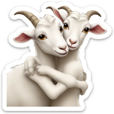 2 goats hug love sticker