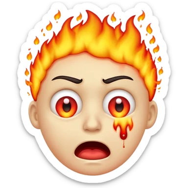 emoji scared and worried face with burning eyes and vomiting sticker