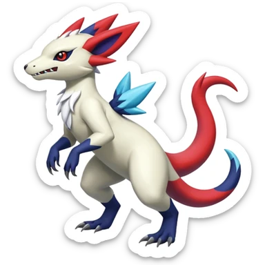 Shiny Vibrant Exotic Colorful Cool Zangoose-Salandit-Absol-hybrid-fusion, full body sticker
