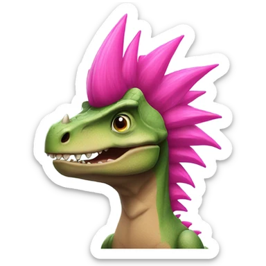 dinosaur with pink mohawk sticker