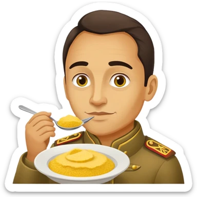 Moldovan patriot eating mamaliga cornmeal dish sticker