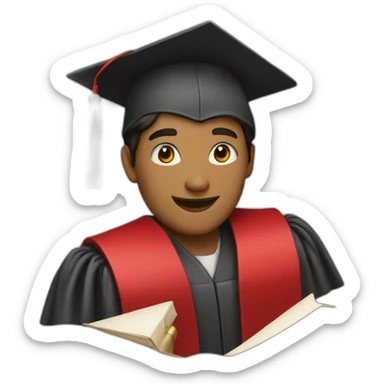 a graduate with a red diploma sticker