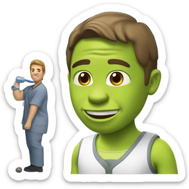 Shrek as a physical therapist sticker