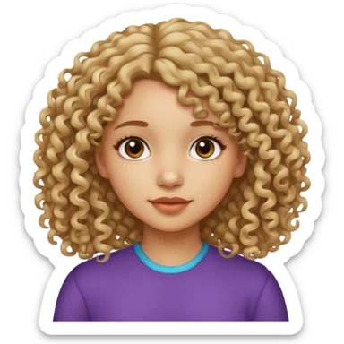 A girl with medium-length, curly hair without volume.  sticker