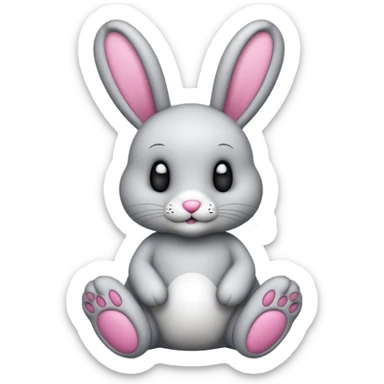Emoji pour twitch d'une peluche lapin squelette noir faisant signe de la patte avec le texte:"Hi !" sticker
