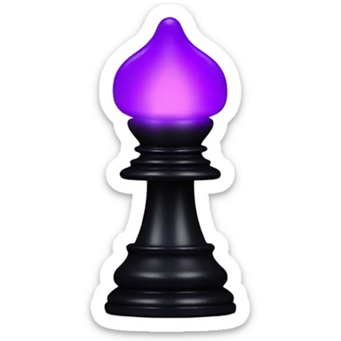a glowing black chess pawn, purple sticker
