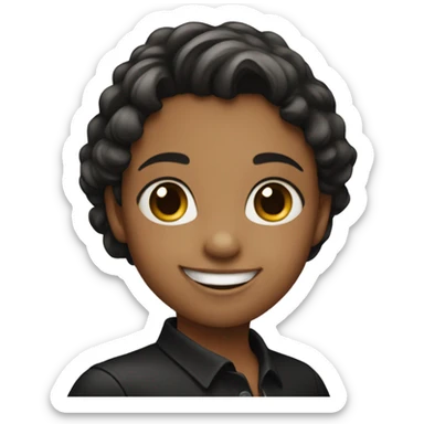 smiling girl in black shirt sticker