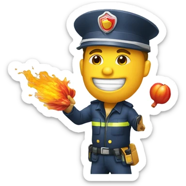 Pompier en train de faire des pompes sticker