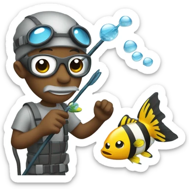 Fish snorkling holding a butterfly catcher sticker