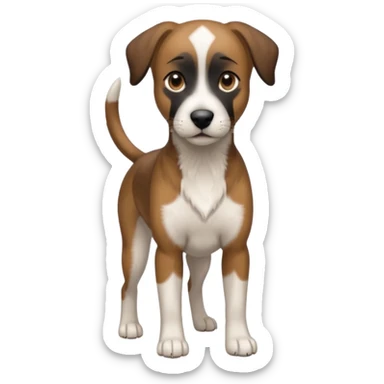 Mountain cur dog with white face black nose and brown ears sticker