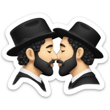 two Orthodox Jews kissing each other sticker