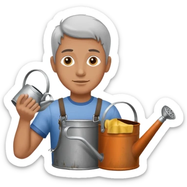 man holding watering pot sticker