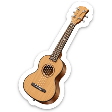 Minimalistic flat vector icon, iOS style, thin black contour on white background. Small ukulele guitar with four strings. Clean, no text, no shadows sticker
