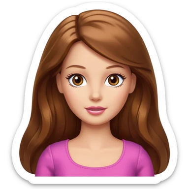 Barbie long brown hair hazel eyes  sticker