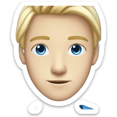 blue-eyed male teenager long straight blond hair sticker