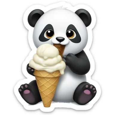 Panda eating ice cream sticker