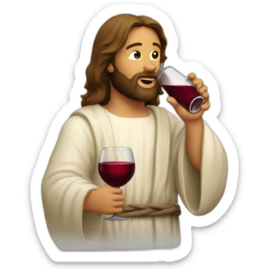 Jesus drinking a bottle of wine sticker