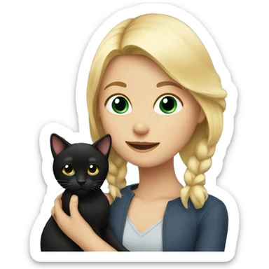 blonde girl holding black cat sticker