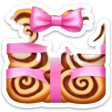 Cinnamon rolls with a pink bow sticker