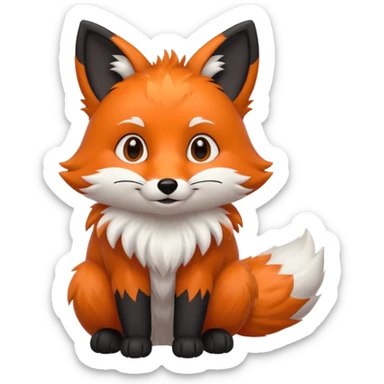 Floofy the Creampuff fox blackish gray fur color chubby Black paws orange color 3 tails sticker