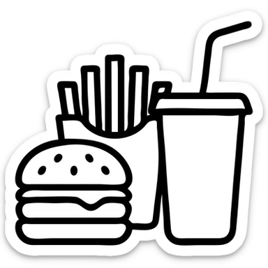 burger meal set with fries and drink sticker