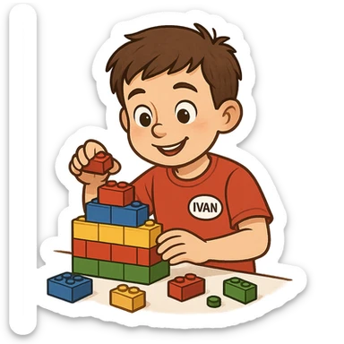 A boy named Ivan who loves to build with LEGO sticker