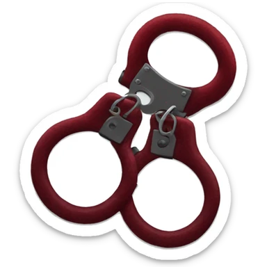 Dark red fuzzy handcuffs sticker