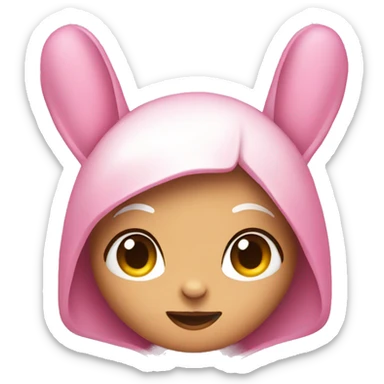 Female rabit with a heart pink sticker