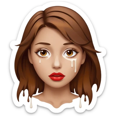 Brown Hair, Woman, white paint drip, face, hot, Sexy, lips sticker