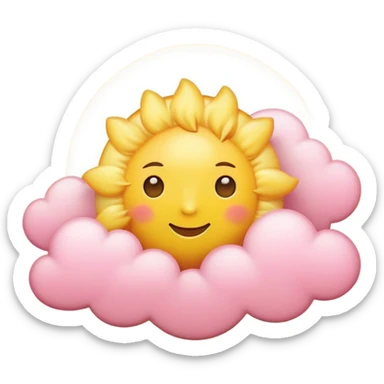 Yellow sun with light pink clouds sticker