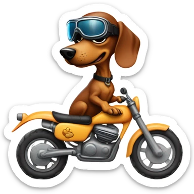 Dachshund riding a dirt bike sticker