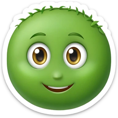 cut pea character. perfect circle. big eyes. smiling sticker