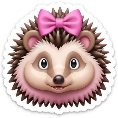 hedgehog with a pink bow sticker