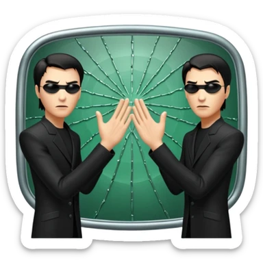 Matrix scene when neo touched the mirror  sticker