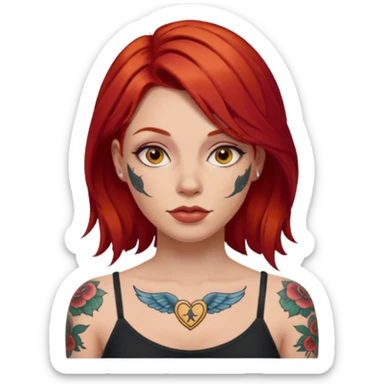 woman with red hair and tattoos sticker
