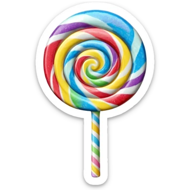 3D render of Lollipop Tree, made entirely of dessert materials, glistening sugar crystal texture, swirled rainbow hard candy top on a white stick, delicious confectionery aesthetic, Apple emoji style, isolated on white background --v 6.0. sticker
