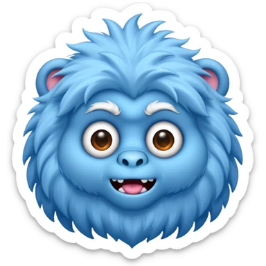 blue fuzzy furry yeti sticker