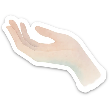 a hand, watercolor art style sticker