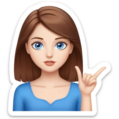 White girl brown hair blue eyes, telling facts , speaking and looking like a diva pose sticker