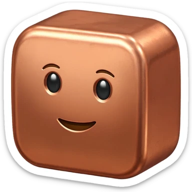 Create an Android-style emoji of a copper ingot. Make it simple, flat, and cartoon-like with solid copper colors, no shine, no reflections, and no realistic metallic effects. Keep the shapes clean and rounded in the style of modern Android emojis.
 sticker
