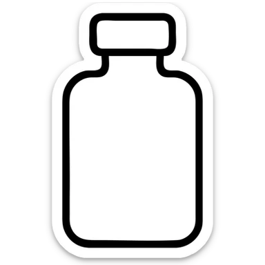 Remove the liquid elements and add a cap to the bottle or container, keeping the minimal black and white style, outline only, no fill, modern and clean, with no background. sticker