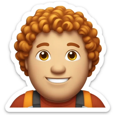 Redish poor curly hair guy chubby smiling sticker