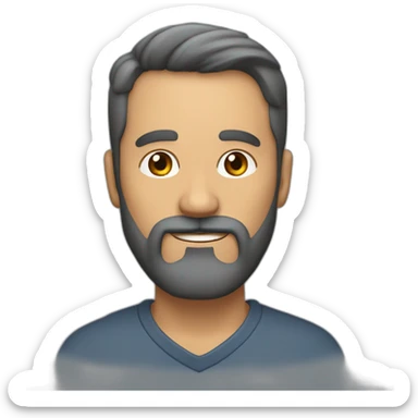 Hombre de 44 años con cara delgada, barba, espejuelos sticker