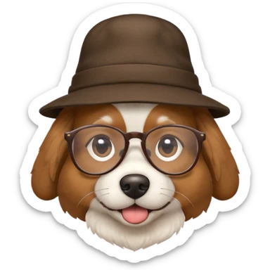 hatted dog with glasses  sticker