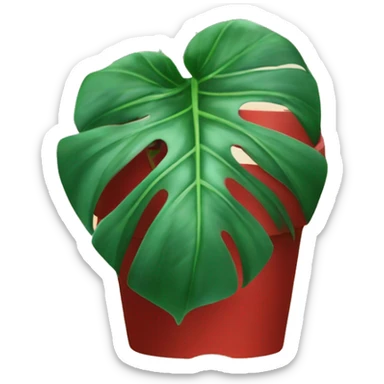 green and white monstera in red pot sticker