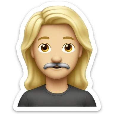 Garçon cheveux long blond avec une moustache très fine  sticker