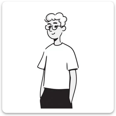 22-year-old white man with fair skin, white hair, and black glasses sticker